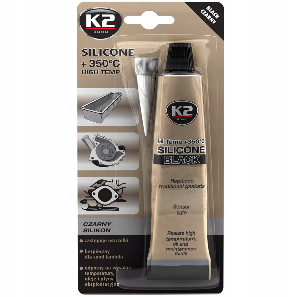 

K2 Silikon Czarny +350°C 85 G Wysokotemperaturowy
