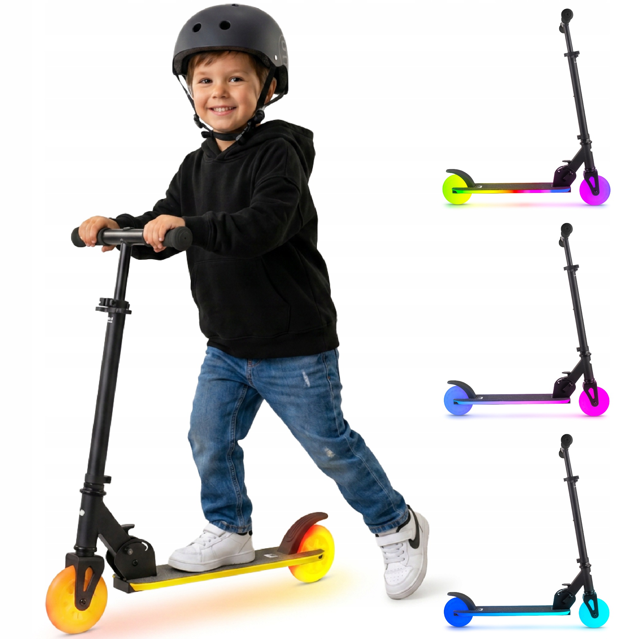 Hulajnoga Sun Baby dla dzieci Led składana dwukołowa Lumiride czarna