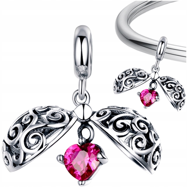 CHARMS OTWIERANY KORALIK Z SERCEM srebro pr 925
