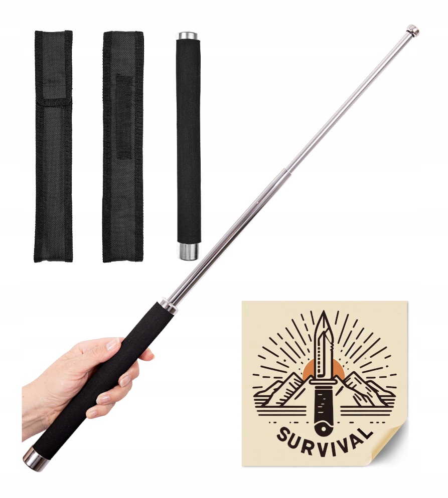 Pałka Teleskopowa XXL Policyjna Samoobrona Składana Baton 65 cm 26" P-107