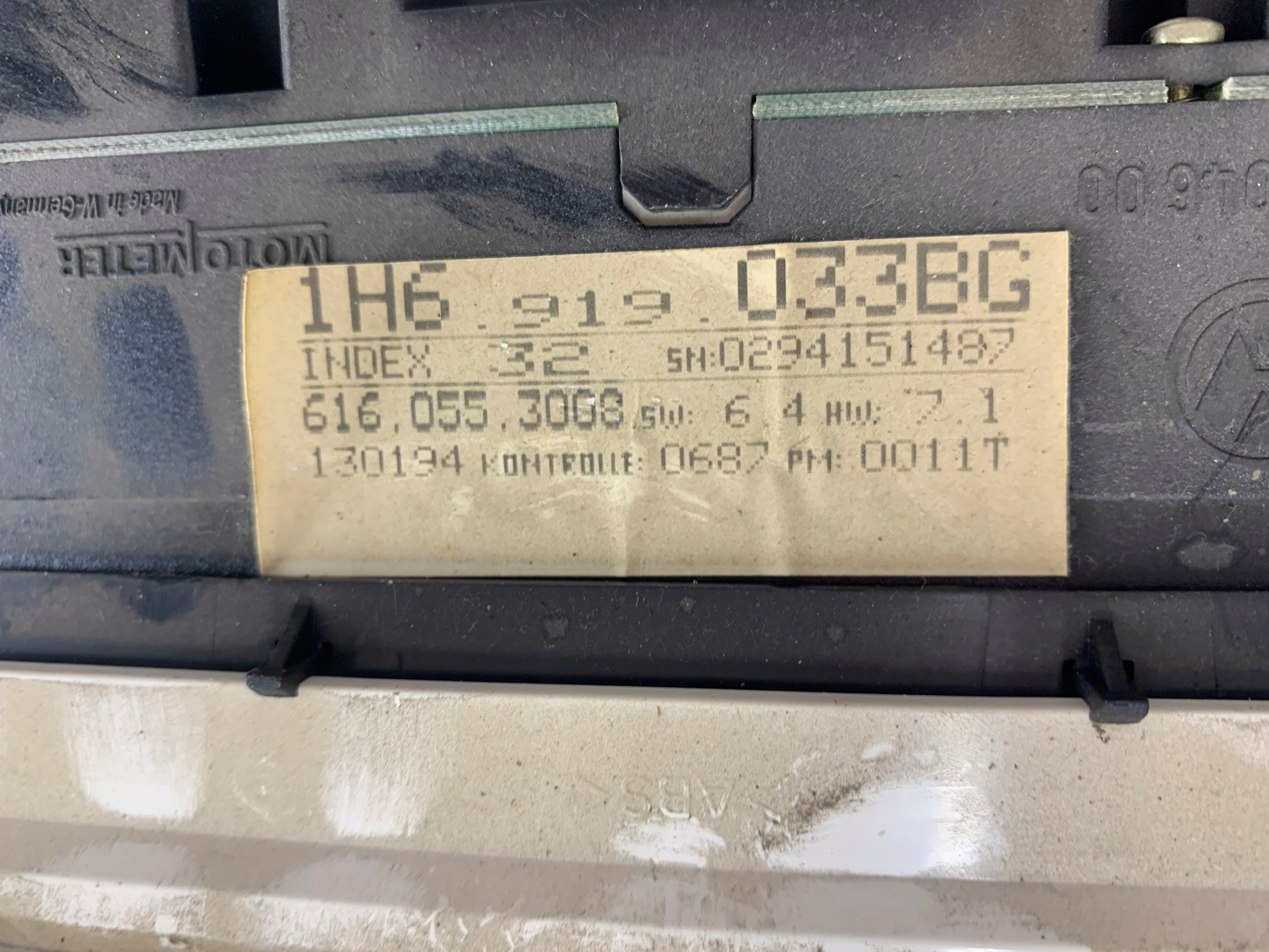 VW GOLF III 1.8 dials dials 1H6919033BG