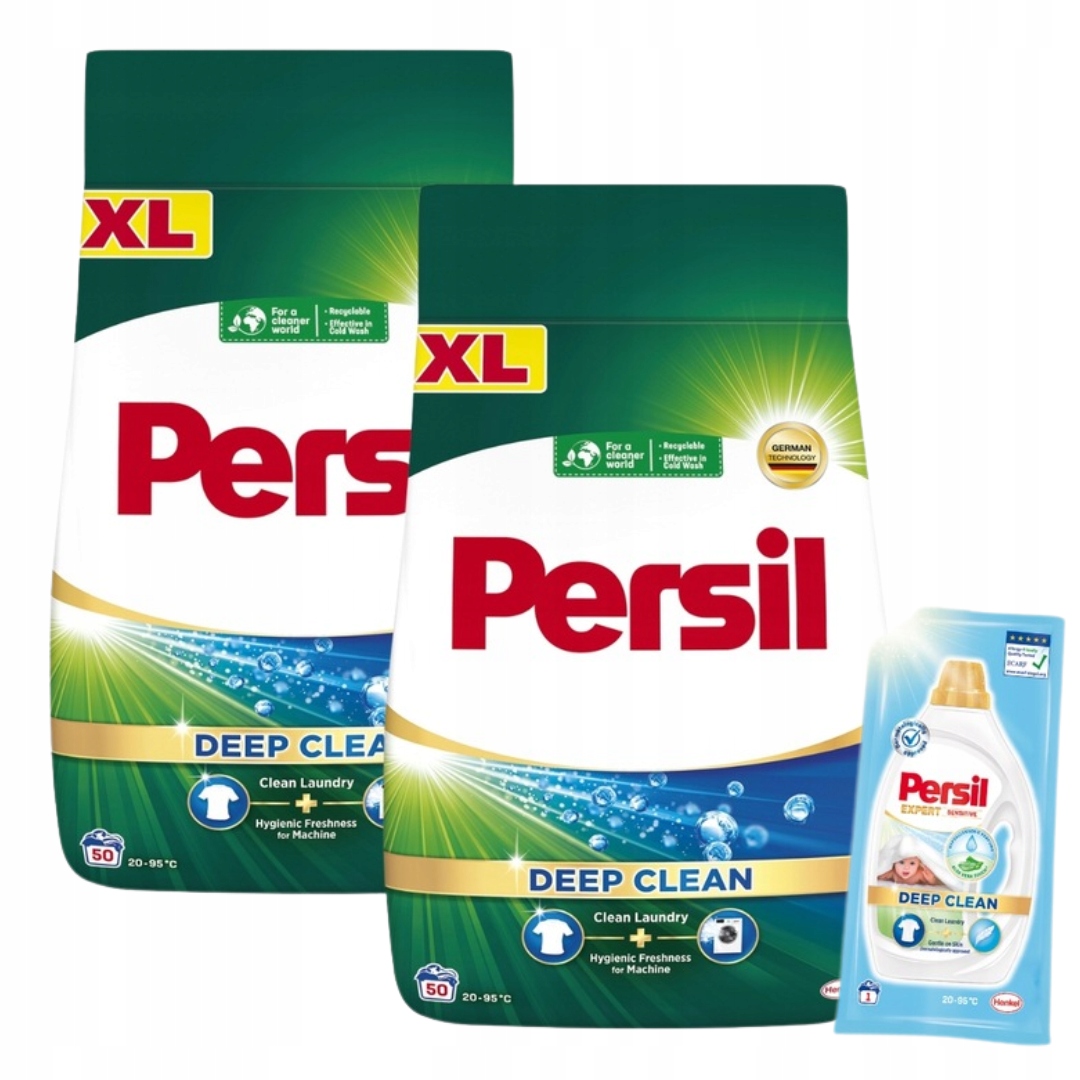 Levně Persil Deep Clean Prášek na praní Regular 2x2,75 kg 100 praní Dárek