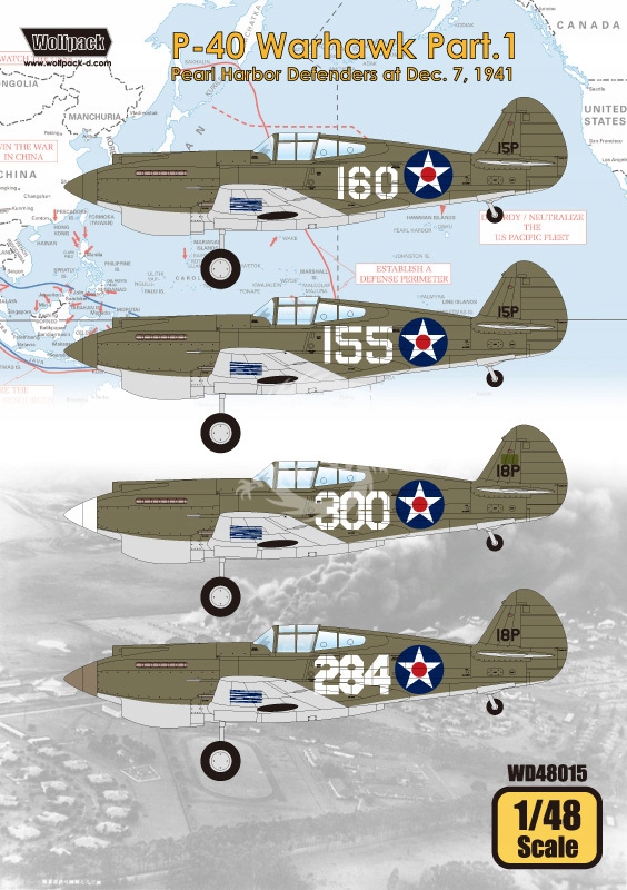 P-40 Warhawk Pearl Harbor Defenders 1941, Wolfpack WD48015 v měřítku 1/48