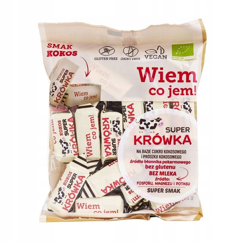 4x Kravička Bonbóny Krówki bezmléčné kokosové Bez Lepku Bio 150 g