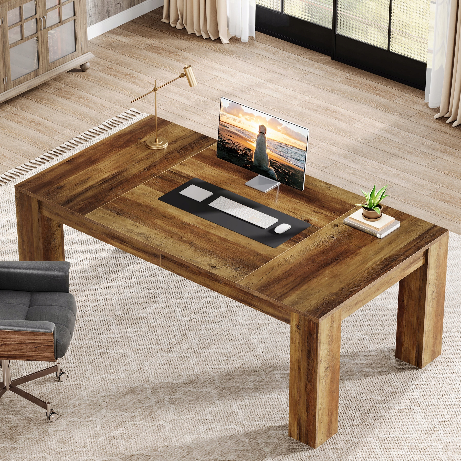 Tribesigns Biurko Executive 63 cale, minimalistyczne biurko do domowego biura