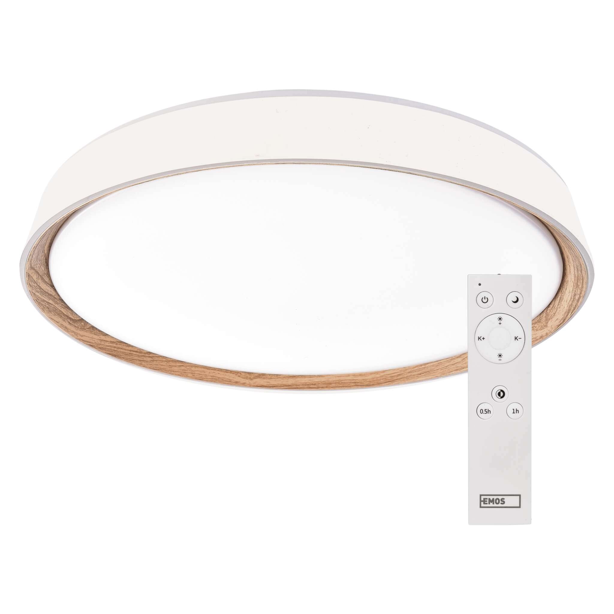 Emos Led stropní svítidlo 30 W, stmívatelné, bílé/dřevo, ZM5114