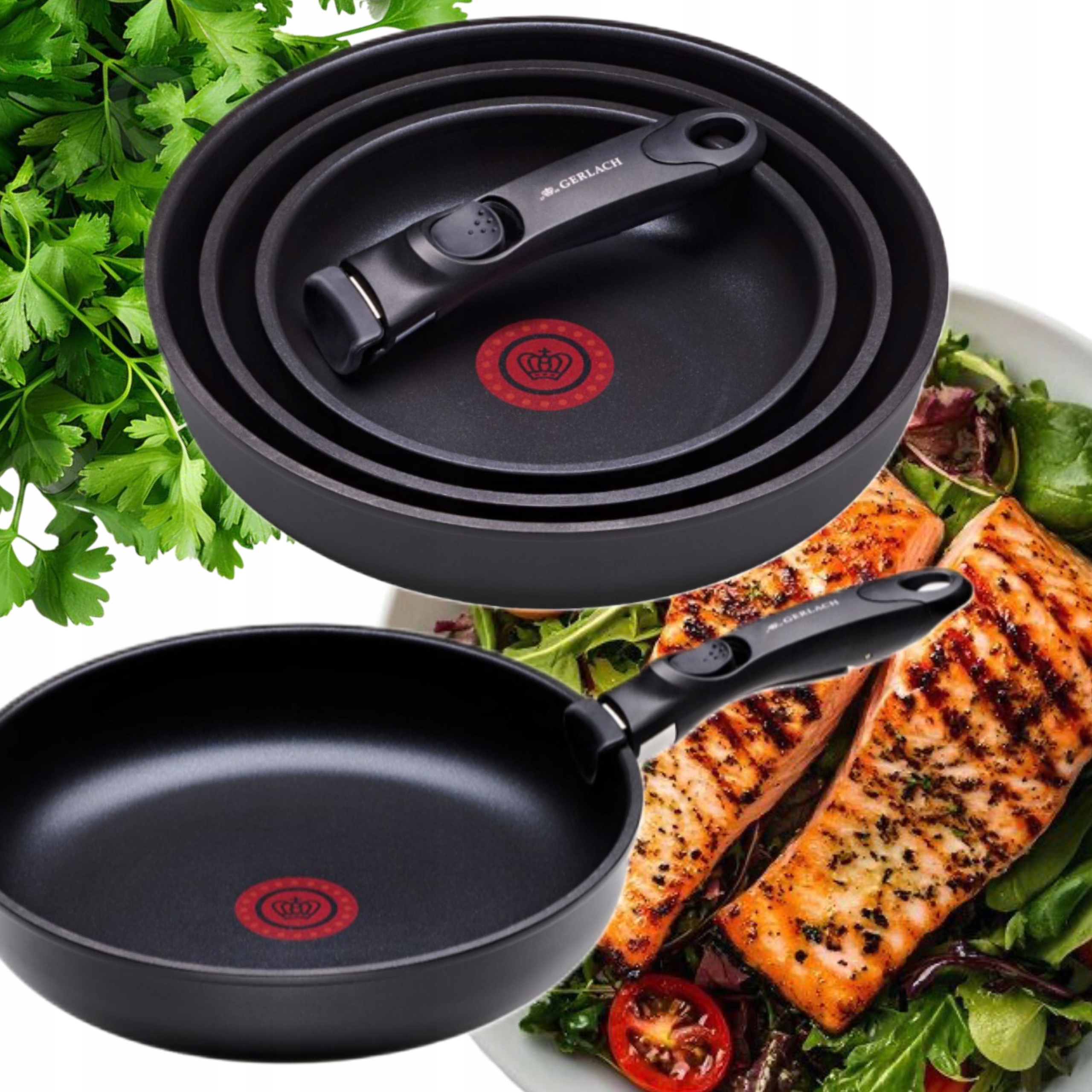 Gerlach Smart Thermocoat Sada Panvíc 20 24 28 CM Odnímateľná Rukoväť Nonstick