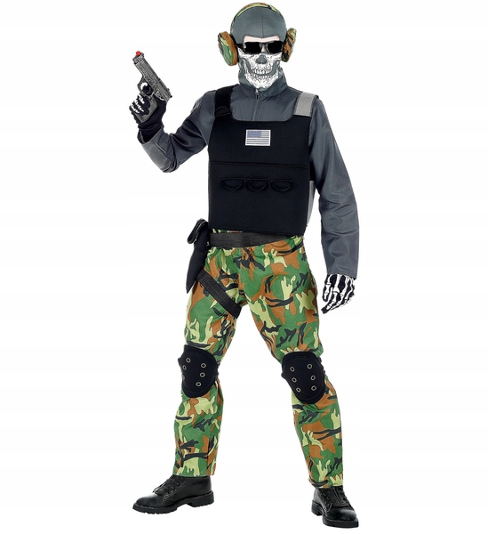 Strój Szkielet Żołnierza Wojskowy Szkieletor Żołnierz Halloween 140