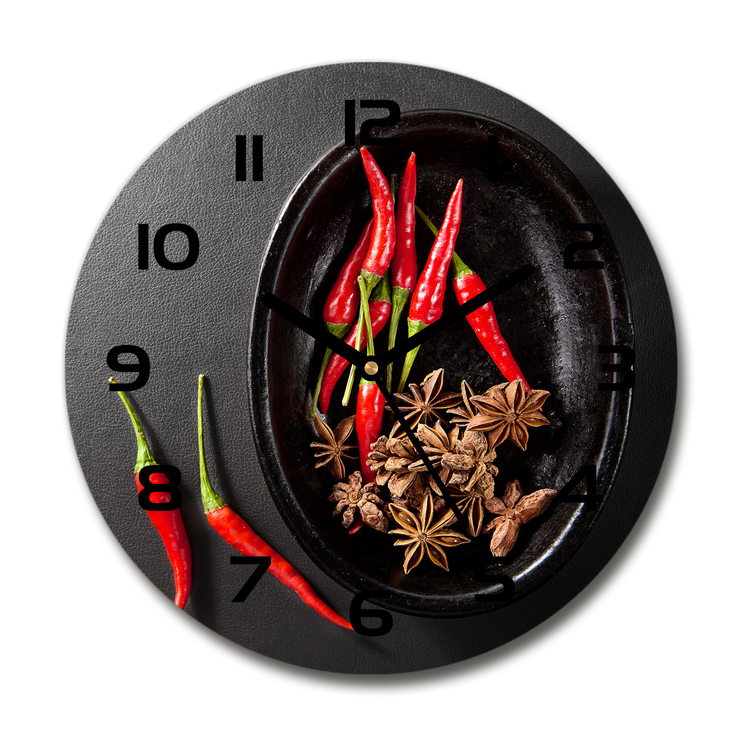 

Zegar szklany okrągły Papryczki chilli fi 30 cm