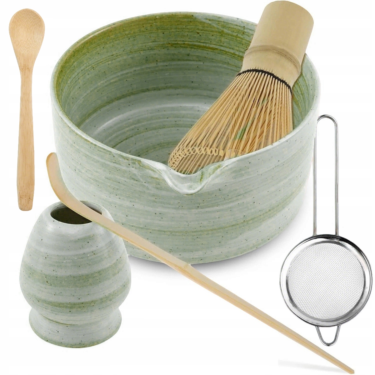 Levně Dárková Sada Na Čaj Matcha Sada Metliček Matcha S Metličkou 6 Kusů