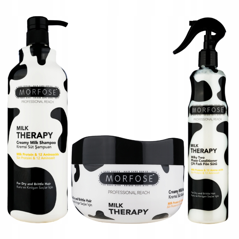 Morfose Milk Therapy Szampon 1000ml Maska 500ml Odżywka Dwufazowa 400ml