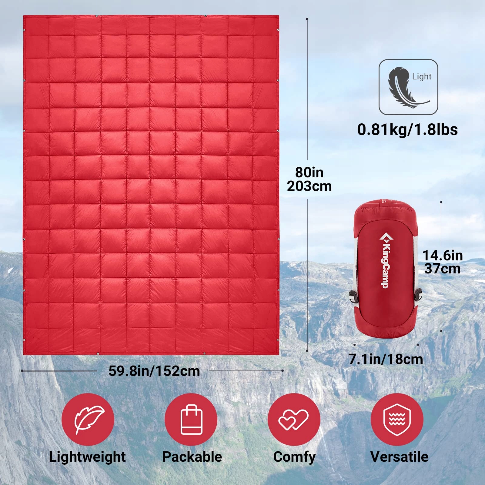KingCamp Ultralekki koc podróżny, ciepły koc Marka KingCamp