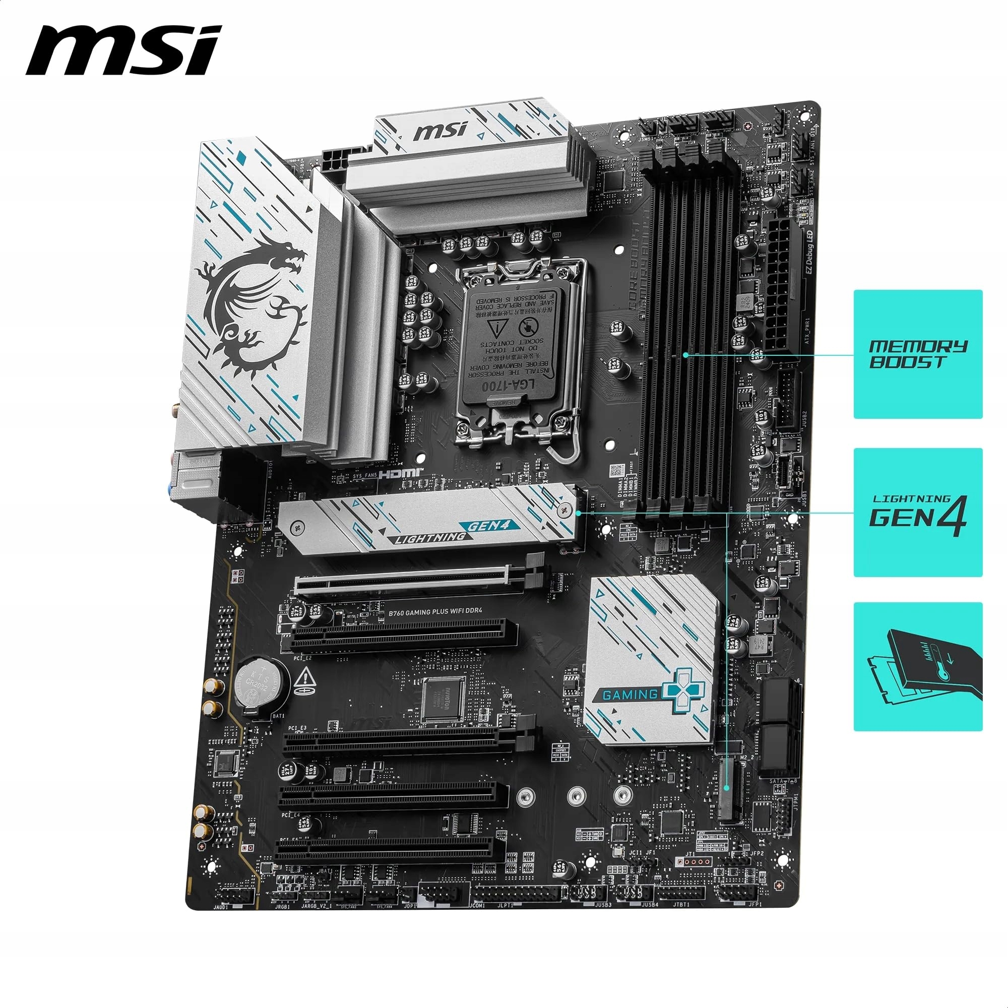 MSI B760 Gaming Plus WiFi DDR4 Płyta Główna Intel LGA1700 WiFi 6E ATX M.2 — miniatura 3