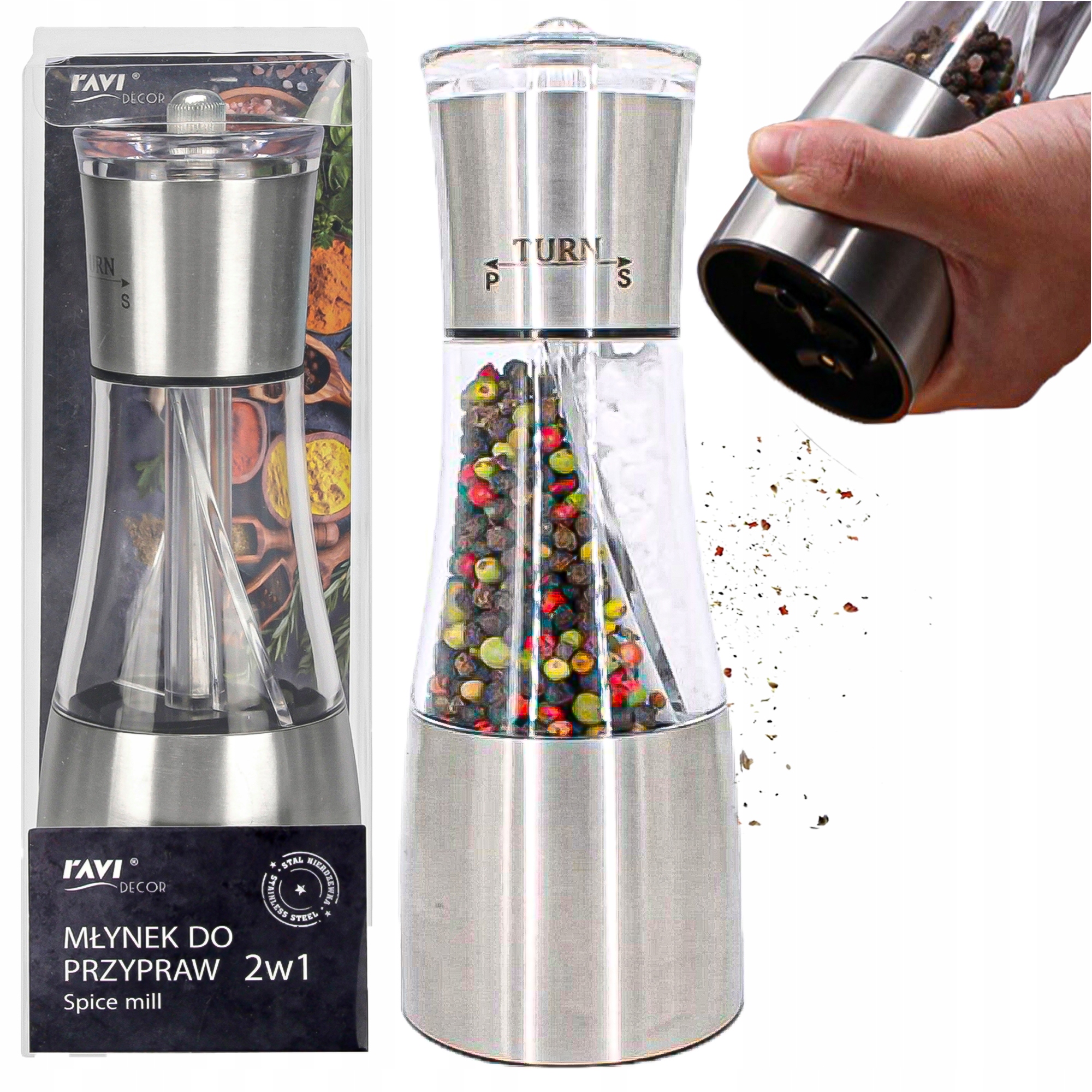 

Młynek do Pieprzu i Soli Ręczny 2w1 Ceramika