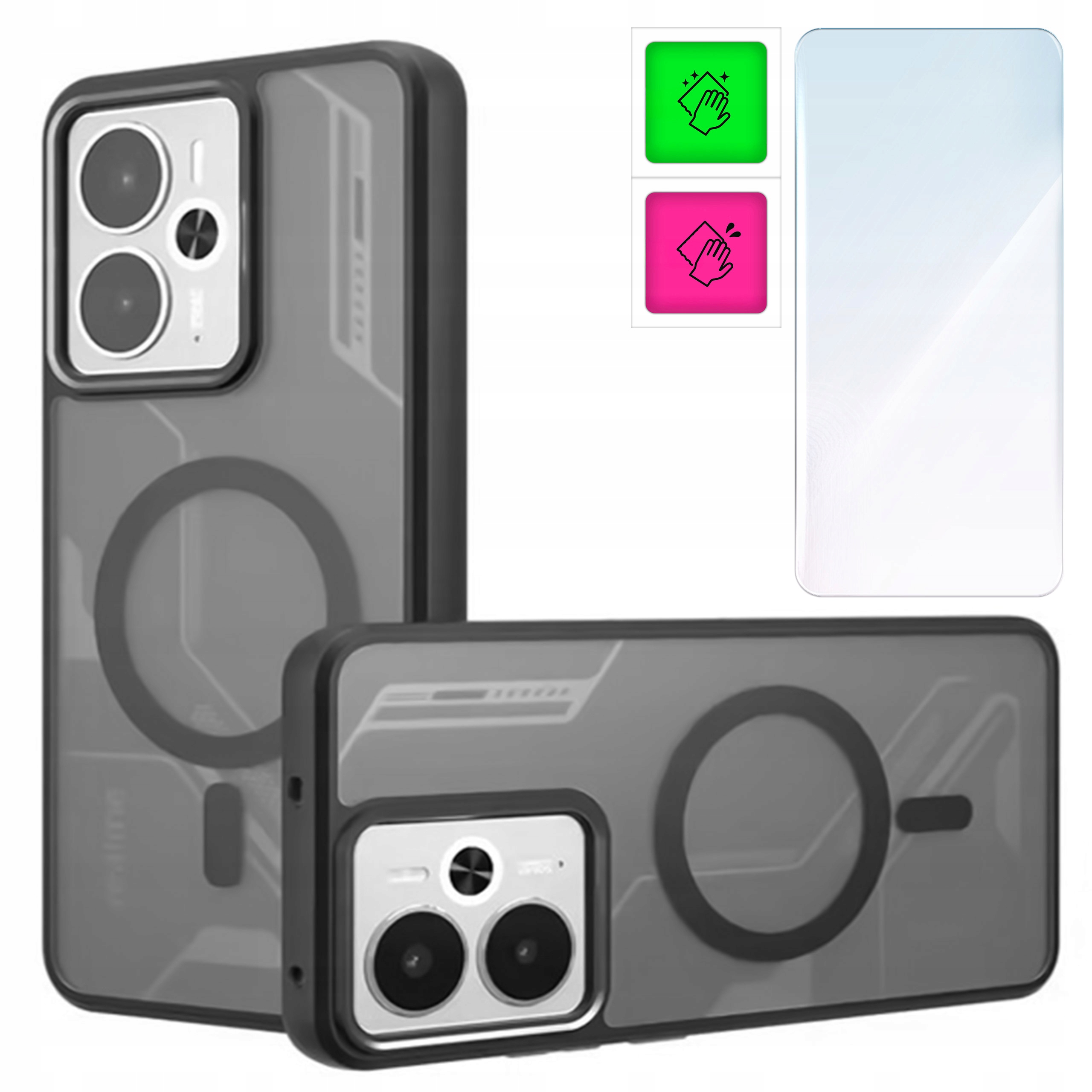 Etui do Realme 14 5G /14T Case Obudowa Pokrowiec MagSafe Ring Plecki +szkło