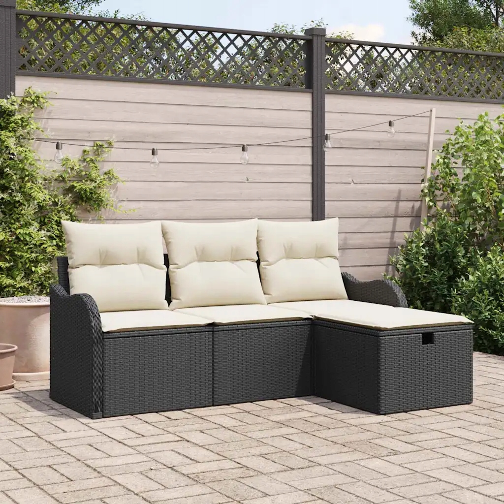 vidaXL Sada zahradních pohovek s polštářem 4 pcs Poly ratan