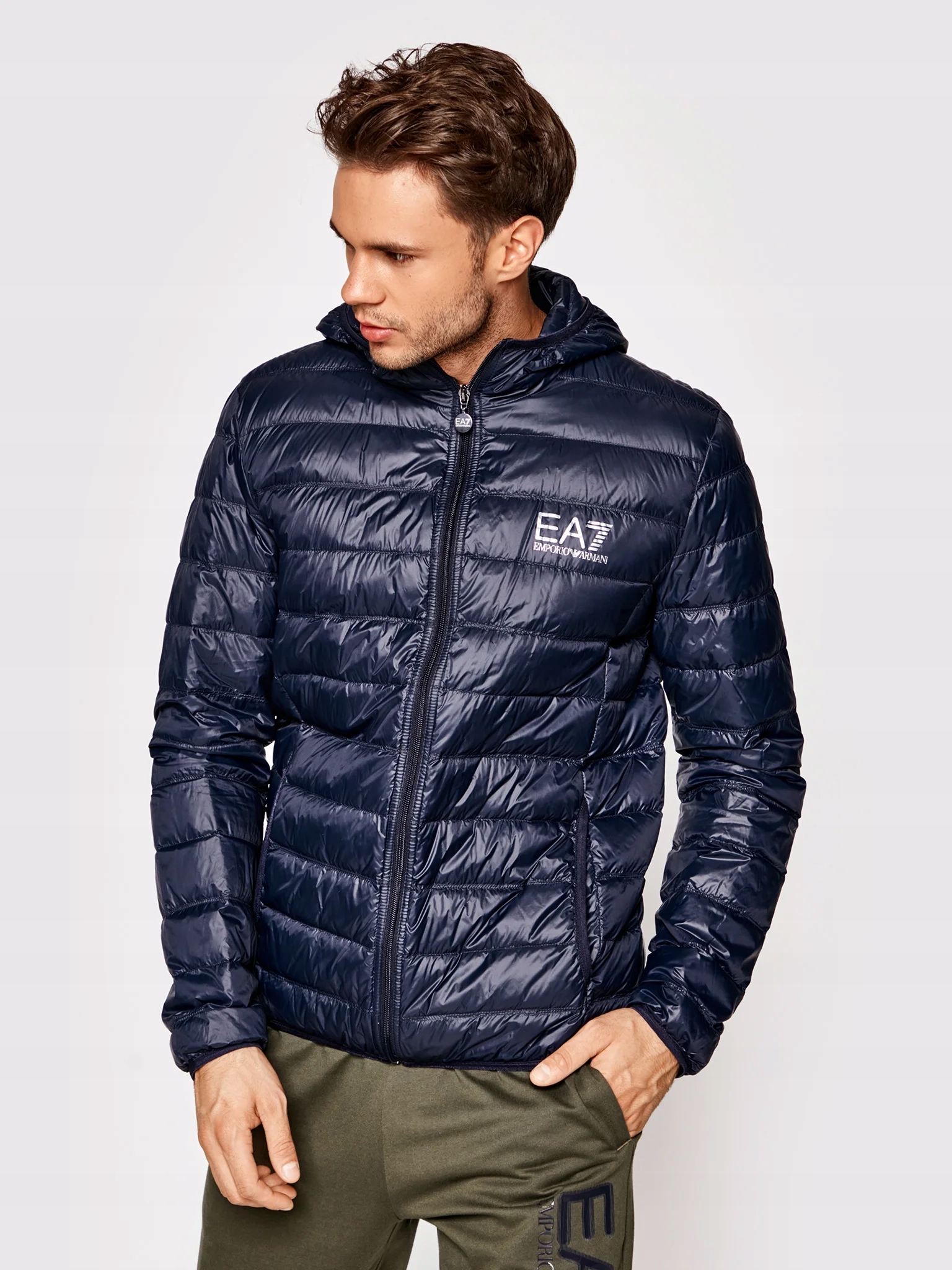 Przejściowa kurtka męska z kapturem Emporio Armani EA7 r. L pikowana