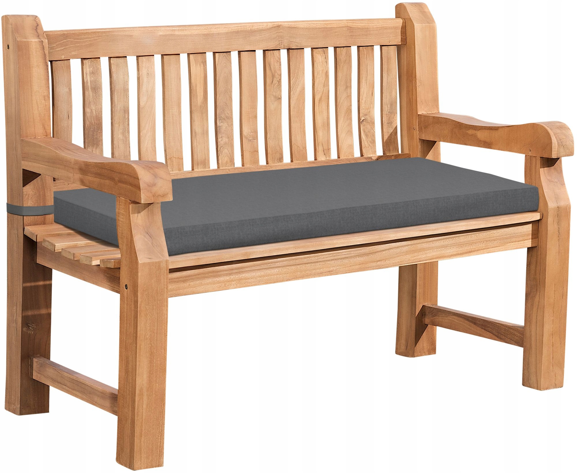 Ławka tekowa Jackson z poduszką siedziska 150 cm teak, ciemnoszara