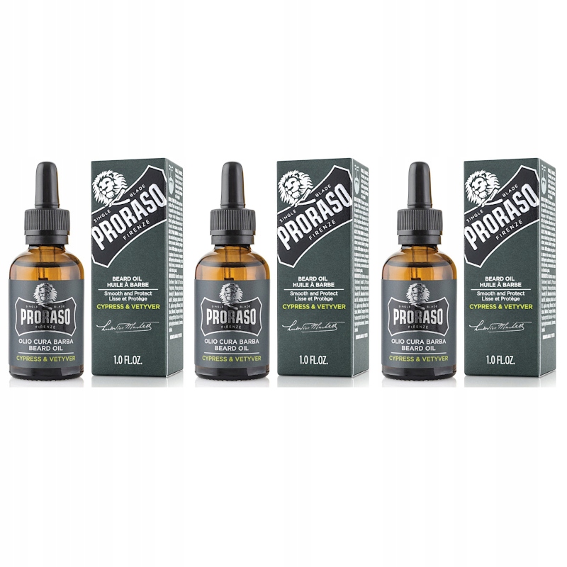 Proraso Cypress and Vetyver zestaw olejek do brody 3x30ml