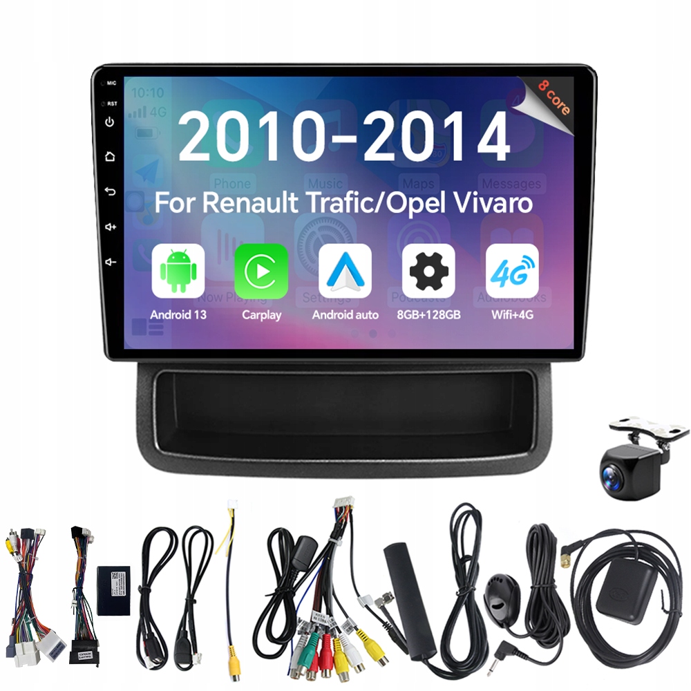 Eunavi 2Din Android 13 Autorádio pro Renault Trafic Opel Vivaro 2010-2014