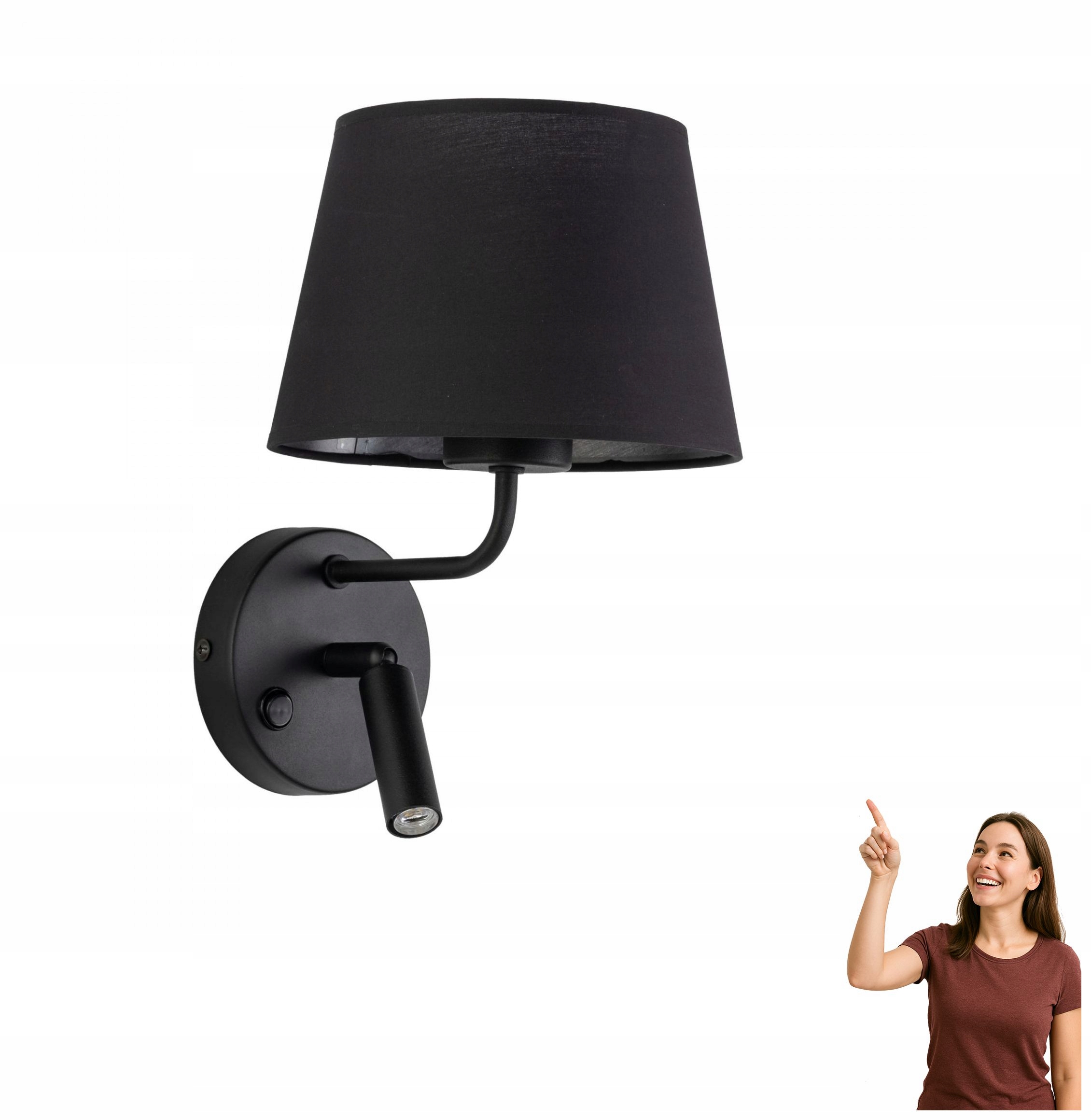 Nástenné svietidlo Maja Black 11392 s reflektorom a vypínačom Tk Lighting