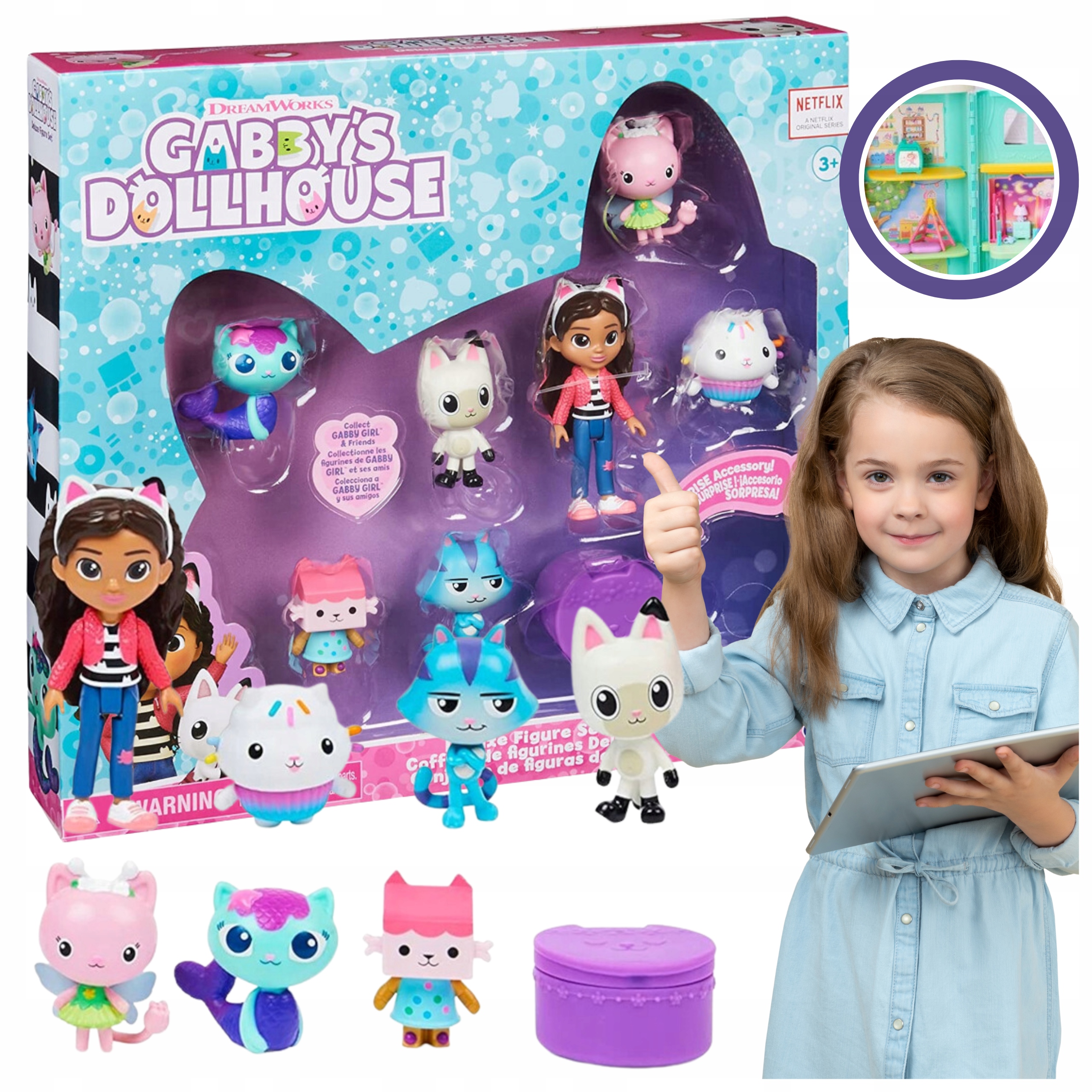 ZESTAW LALEK GABBY'S DOLLHOUSE GABI KOCI 7 FIGUREK ZABAWKI DLA