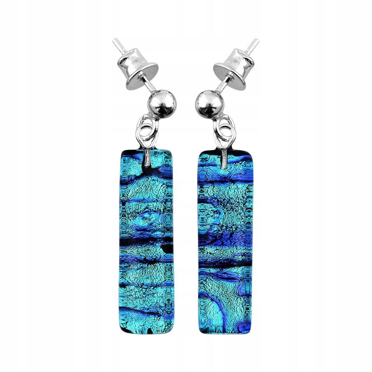 Dámské stříbrné Náušnice Harf sklo Murano