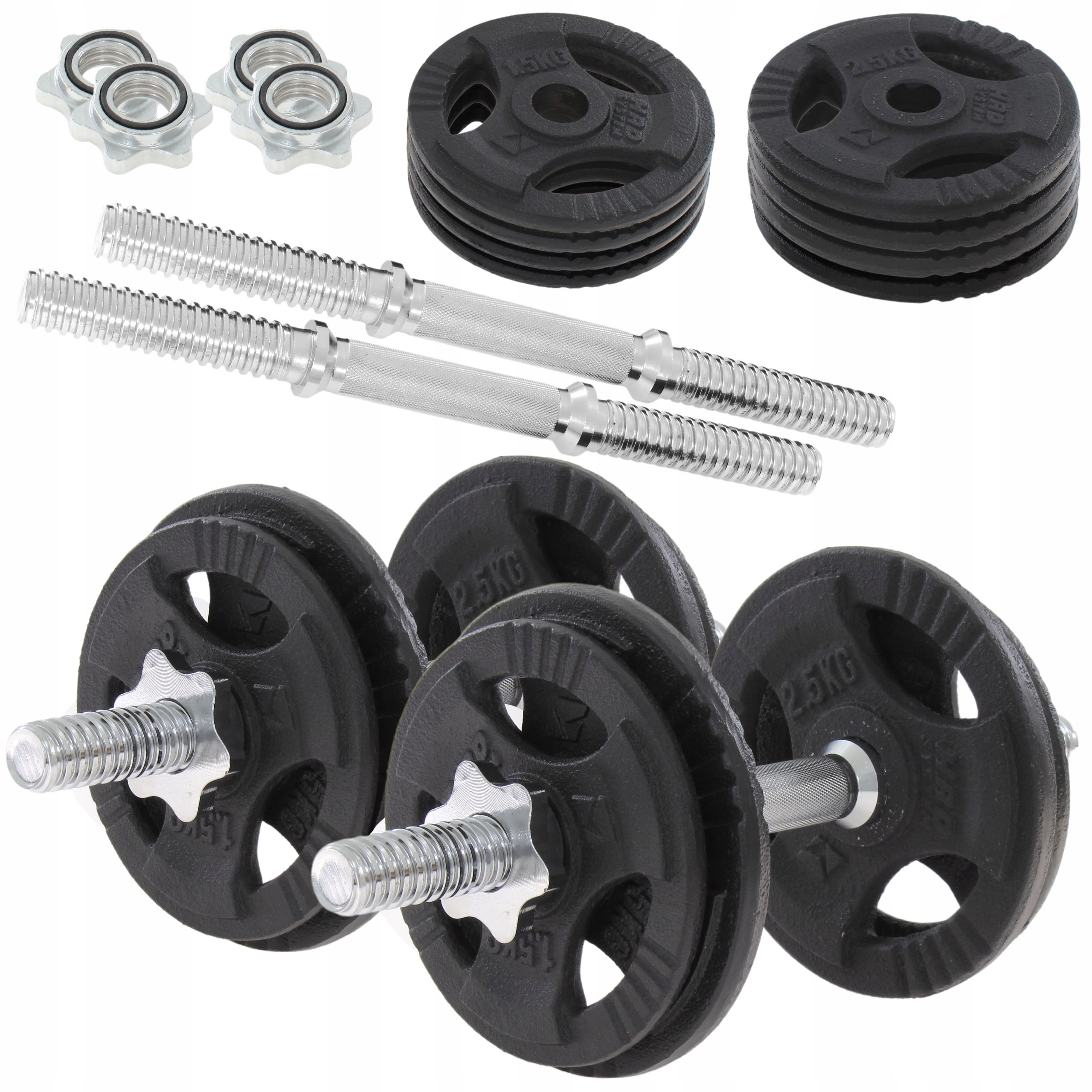 

Regulowane Hantle Żeliwne 2x 10kg Zaciski Hrd