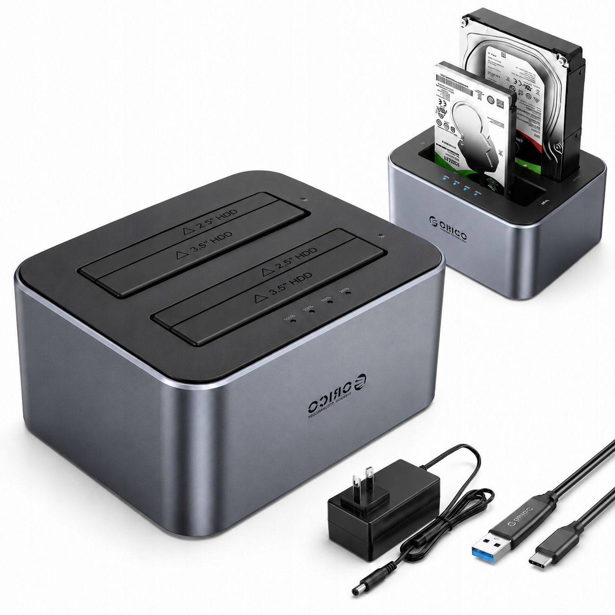 Dokovací Stanice Pro Disky, Kapsa Pro 2 Disky 2,5/3,5 Sata Hdd/ssd 44TB Orico