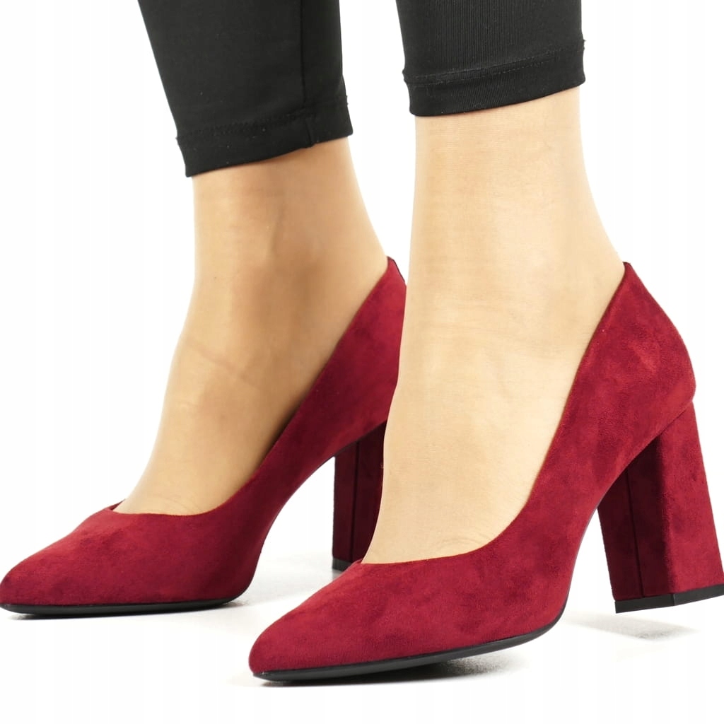Lodičky Na Podpatku Elegantní, Módní, Pohodlné, Stabilní, Vínový Semiš 38