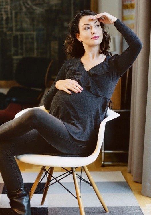 Těhotenské a kojící tričko Guia 9fashion antracit bavlněné pro maminky