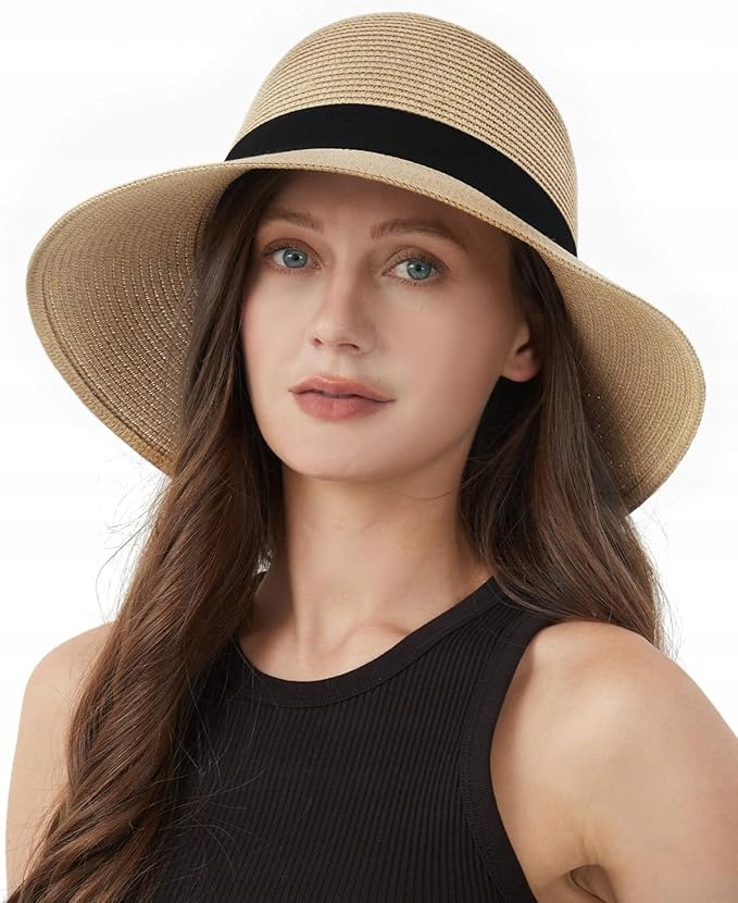 Zylioo Letní plážový slaměný klobouk proti slunci s velkým okrajem 57 cm