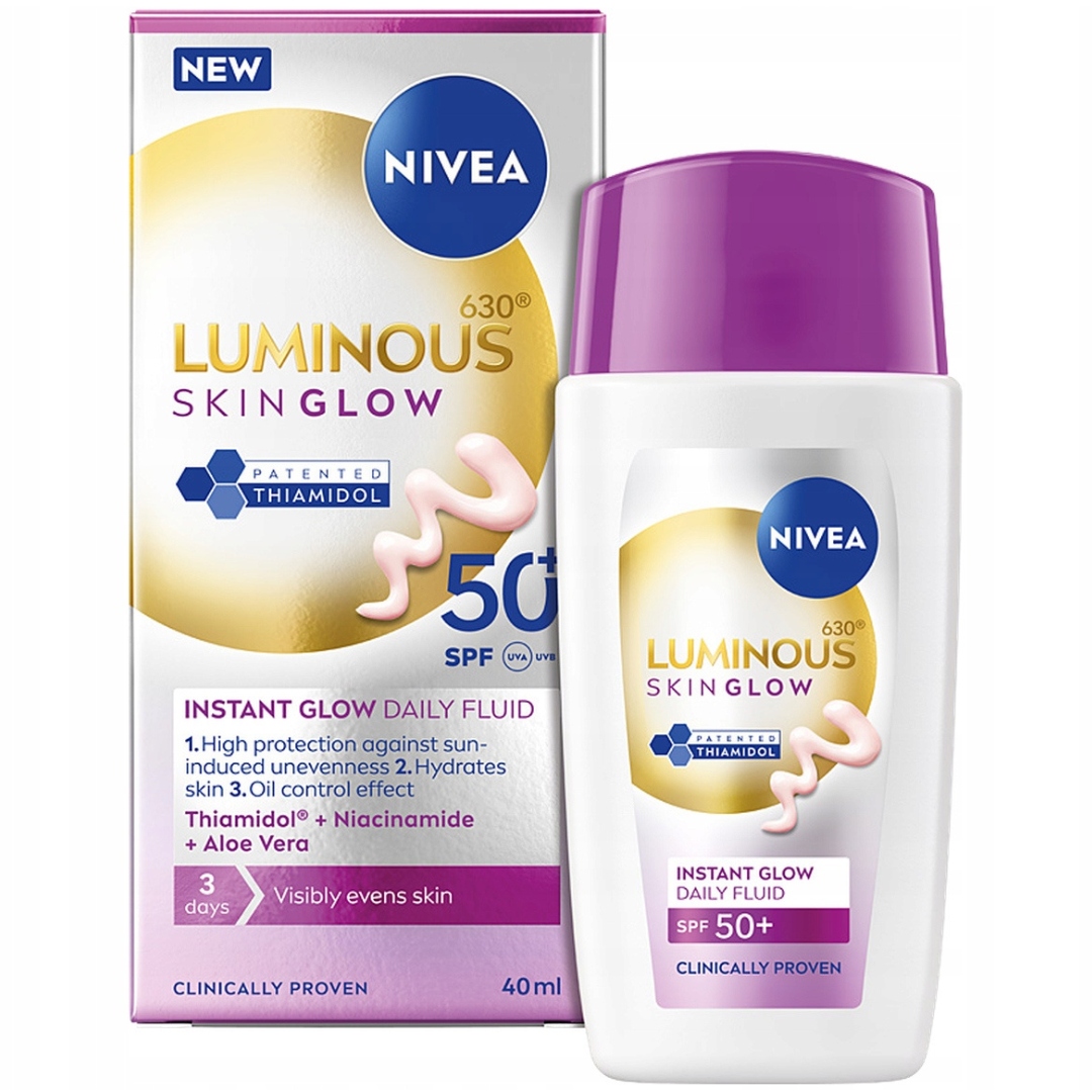Nivea Luminous Skin Glow Lehký rozjasňující fluid na obličej SPF50+ 40 ml