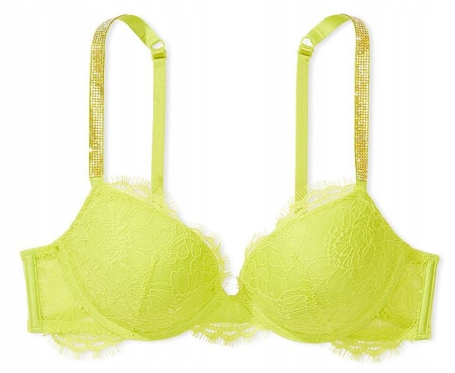 Krajková podprsenka Victoria's Secret push-up zirkony žlutá 75C (34C)