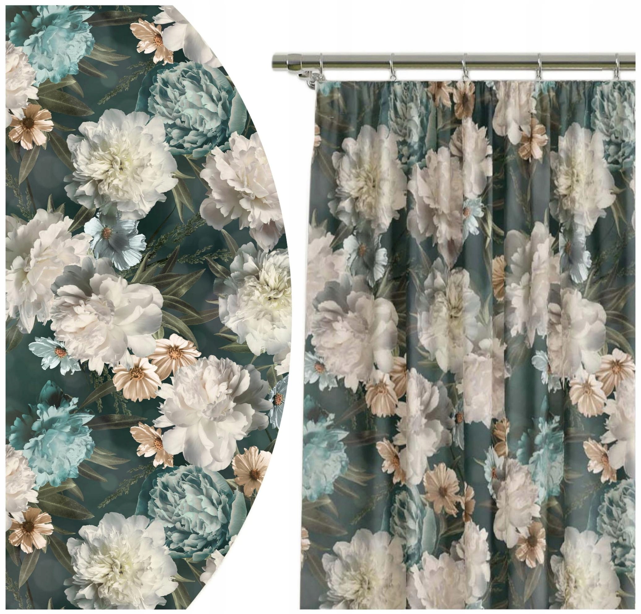 Hotový Závěs na Tašce 140x160 s květy 9218