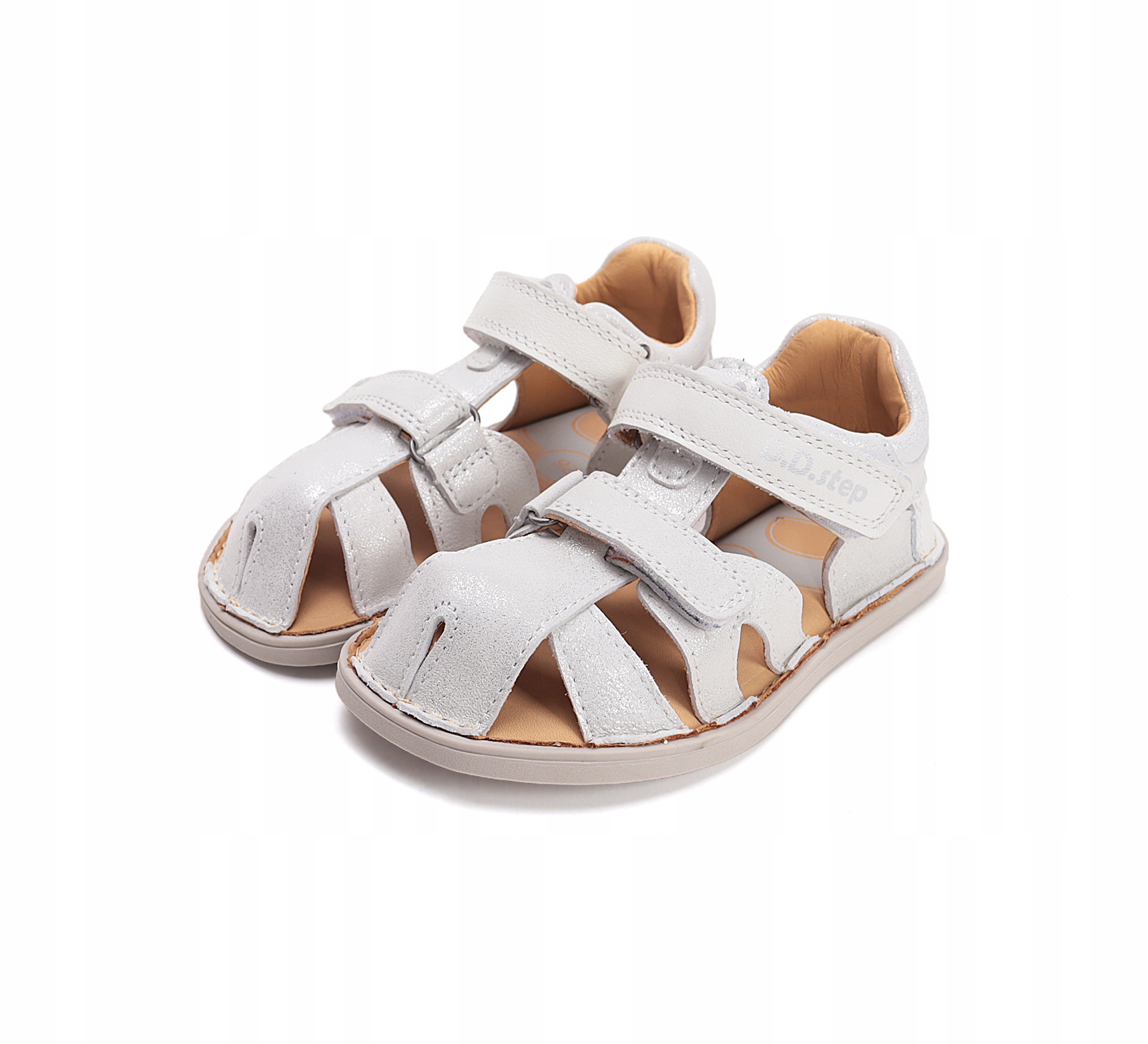 Sandałki skórzane,dziecięce barefoot DD Step G076-61346B Silver 24