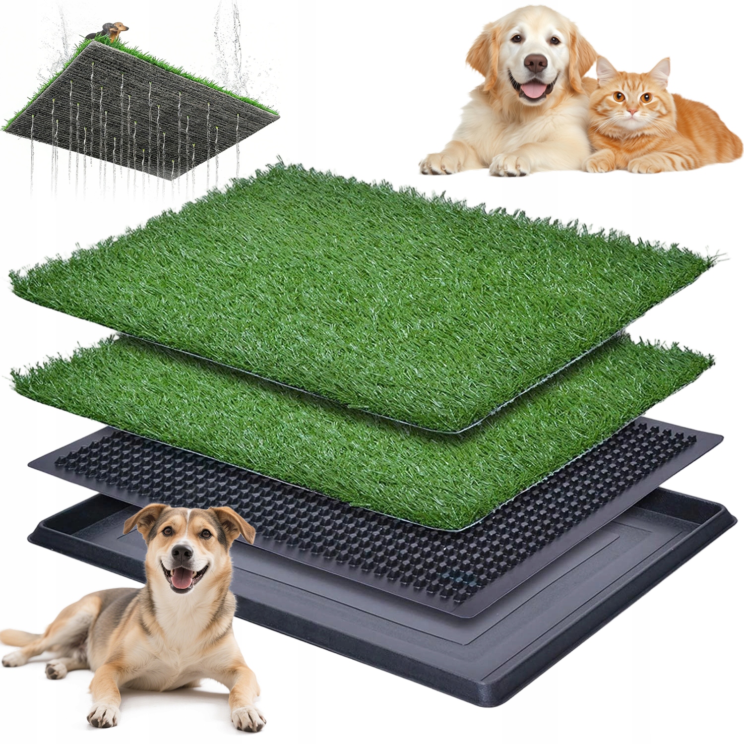 Plastová Psí Toaleta Se 2 Umělými Trávami Pro Balkon A Terasu