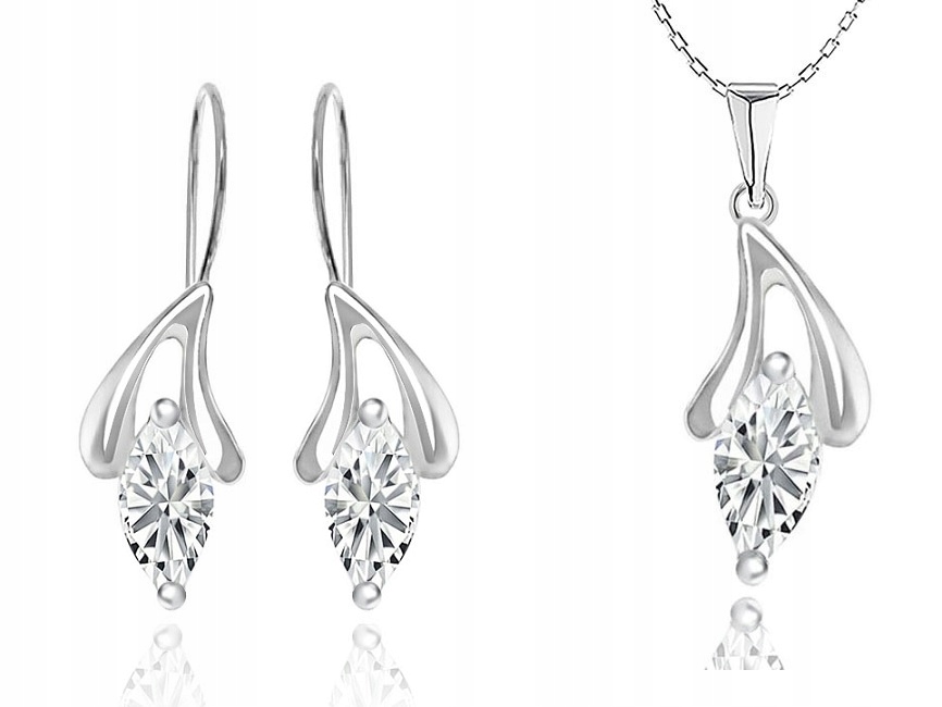 

Srebrny Komplet Biżuterii Łezki Z Cyrkoniami pr925