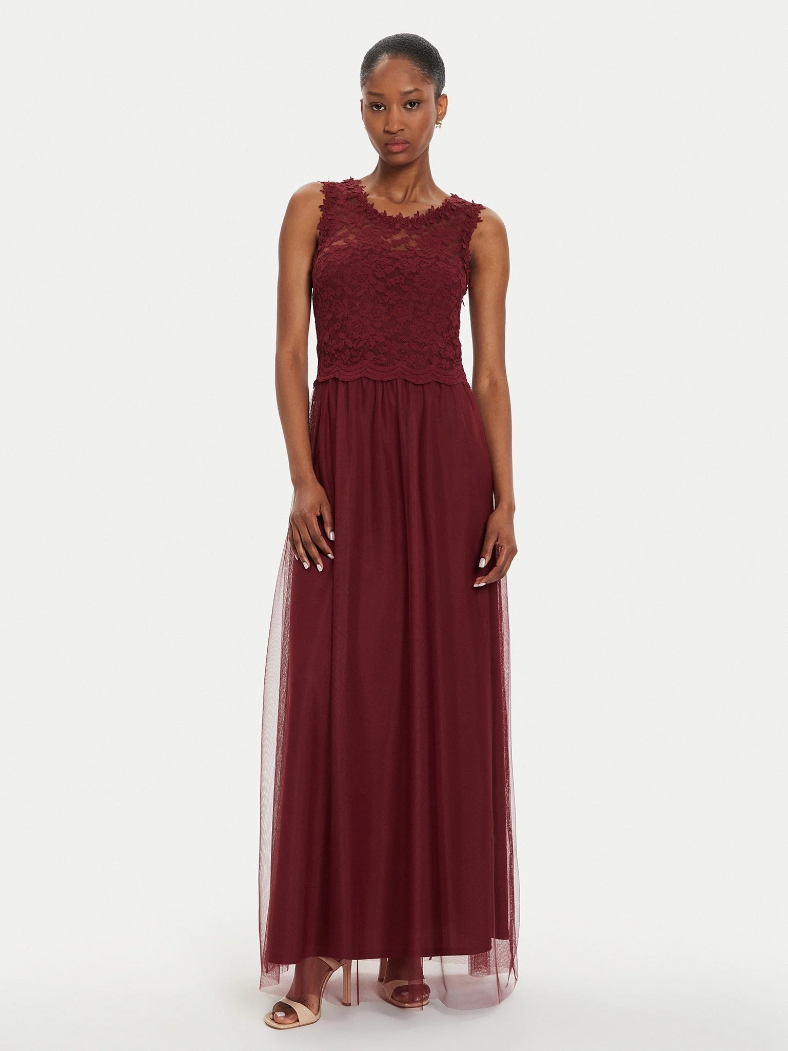 Vila Šaty Bordó Maxi Krajková Šaty 40 6FA