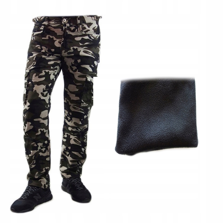 

Spodnie Bojówki Moro Robocze Kieszenie Ocieplane