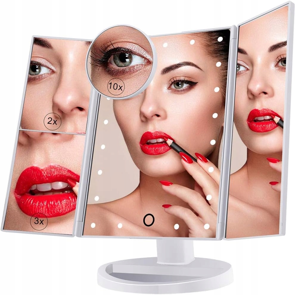 Led Kosmetické Zrcátko 21 Diod 10X 3X 2X Zvětšení Usb