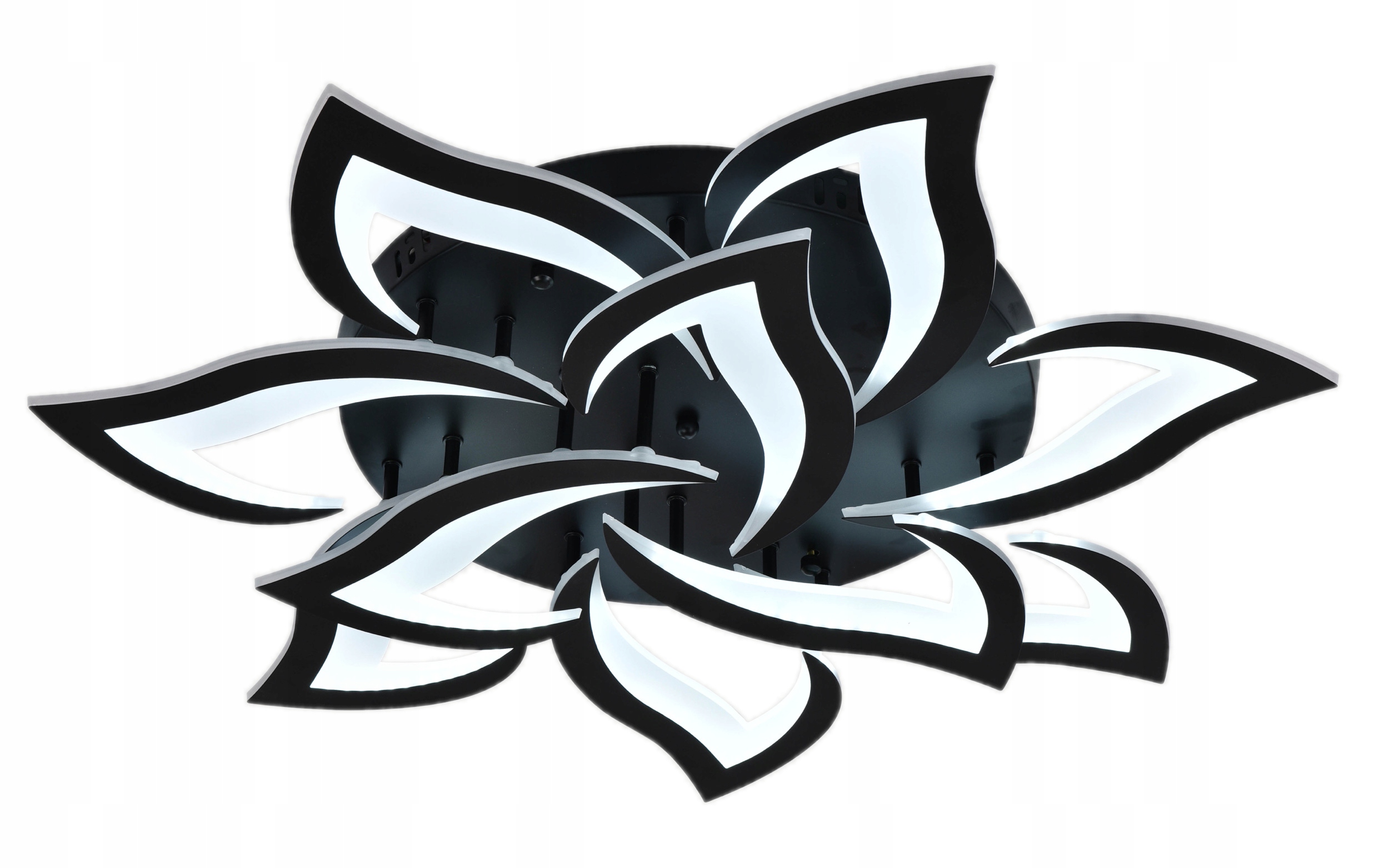 Hořící černý lotos, krásná rozšířená lampa do velkého obývacího pokoje a kuchyně