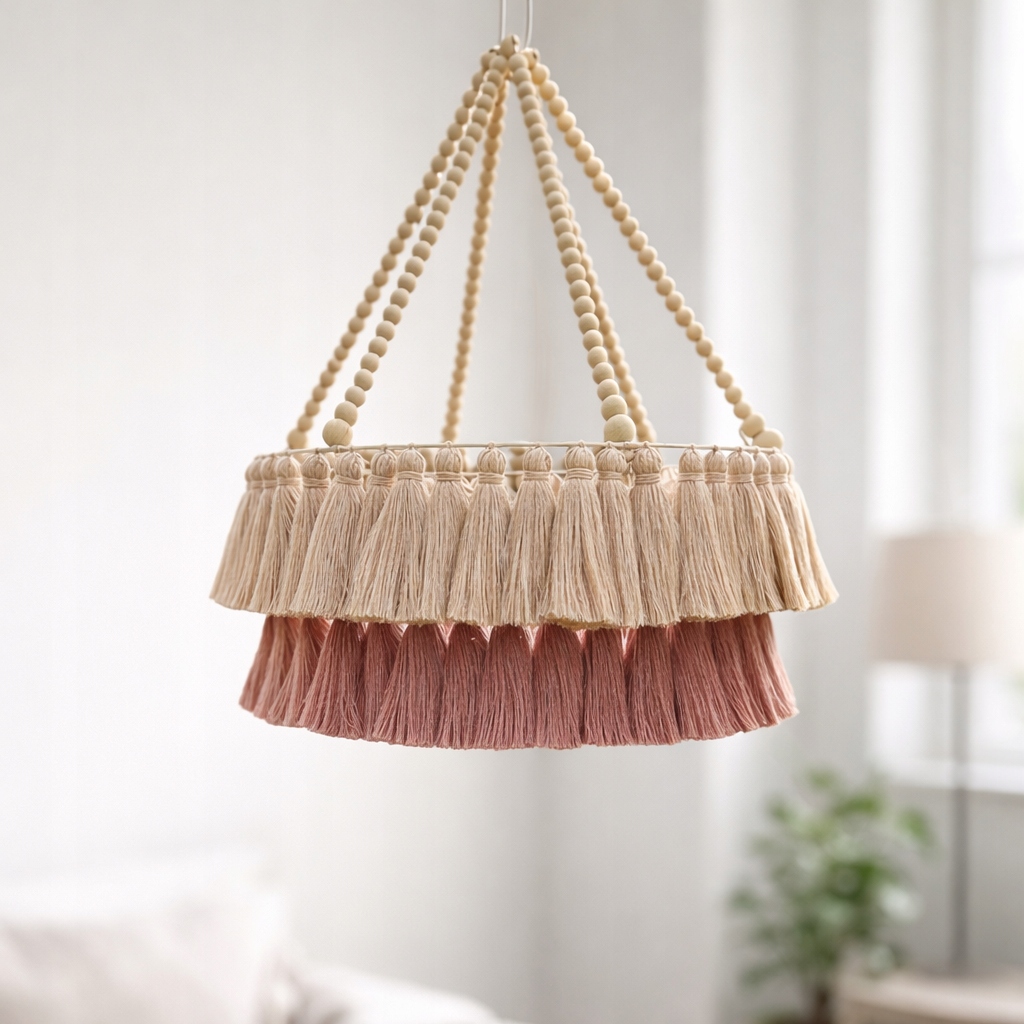 Ručne pletené tienidlo Makramová lampa priemer 40 cm