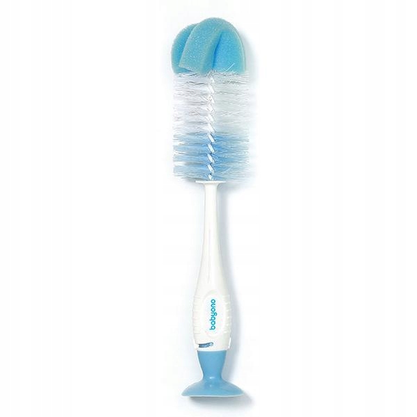 SZCZOTKA Z GĄBKĄ DO MYCIA BUTELEK I SMOCZKÓW Babyono niebieska