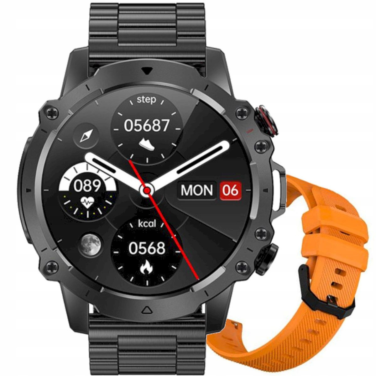 Chytré Hodinky s funkcí hovoru Rubicon RNCF18, černá oranžová