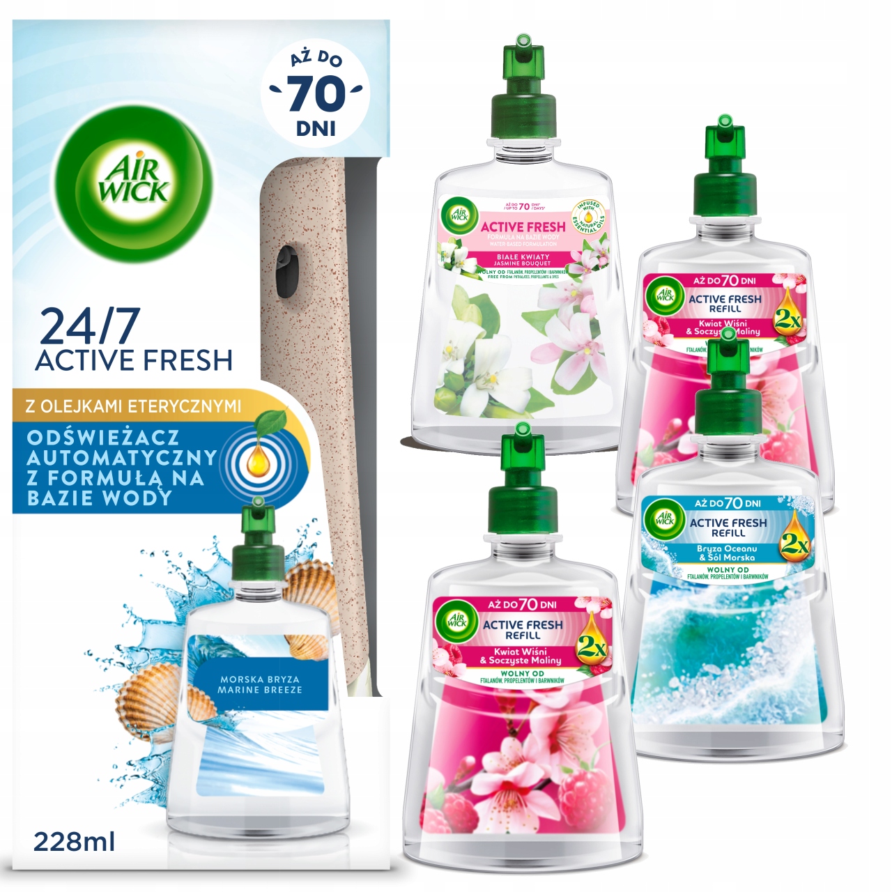 Air Wick Active Fresh osvěžovač vzduchu komplet sada 4 náplně