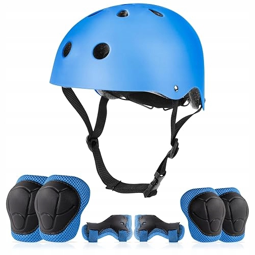 Zestaw Ochraniaczy 7w1 Dla Dzieci Kask Na Deskorolkę, Skuter I Rolki Blue,m