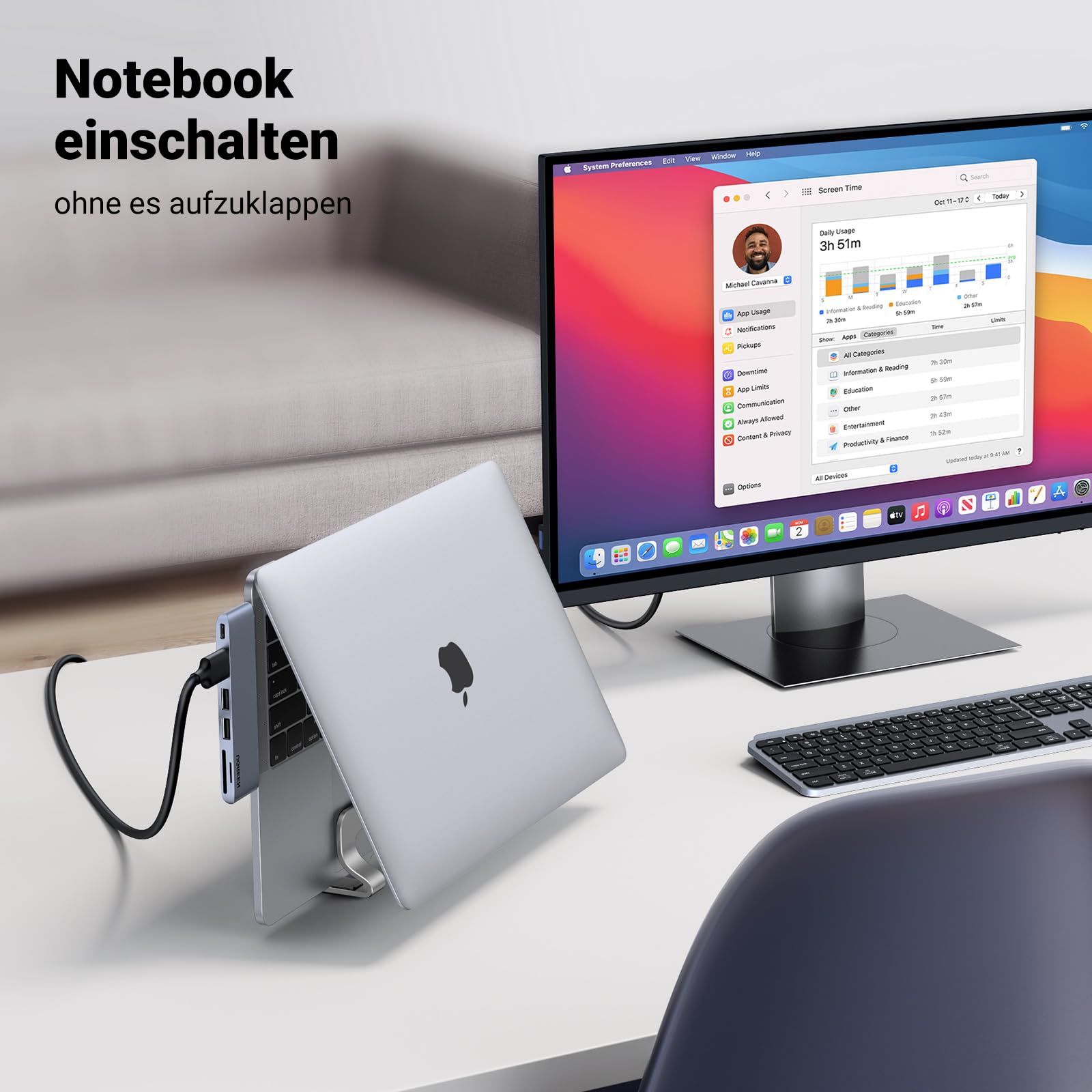UGREEN Pionowy Aluminiowy Stojak Uchwyt Na Laptopa Srebrny — miniatura 9