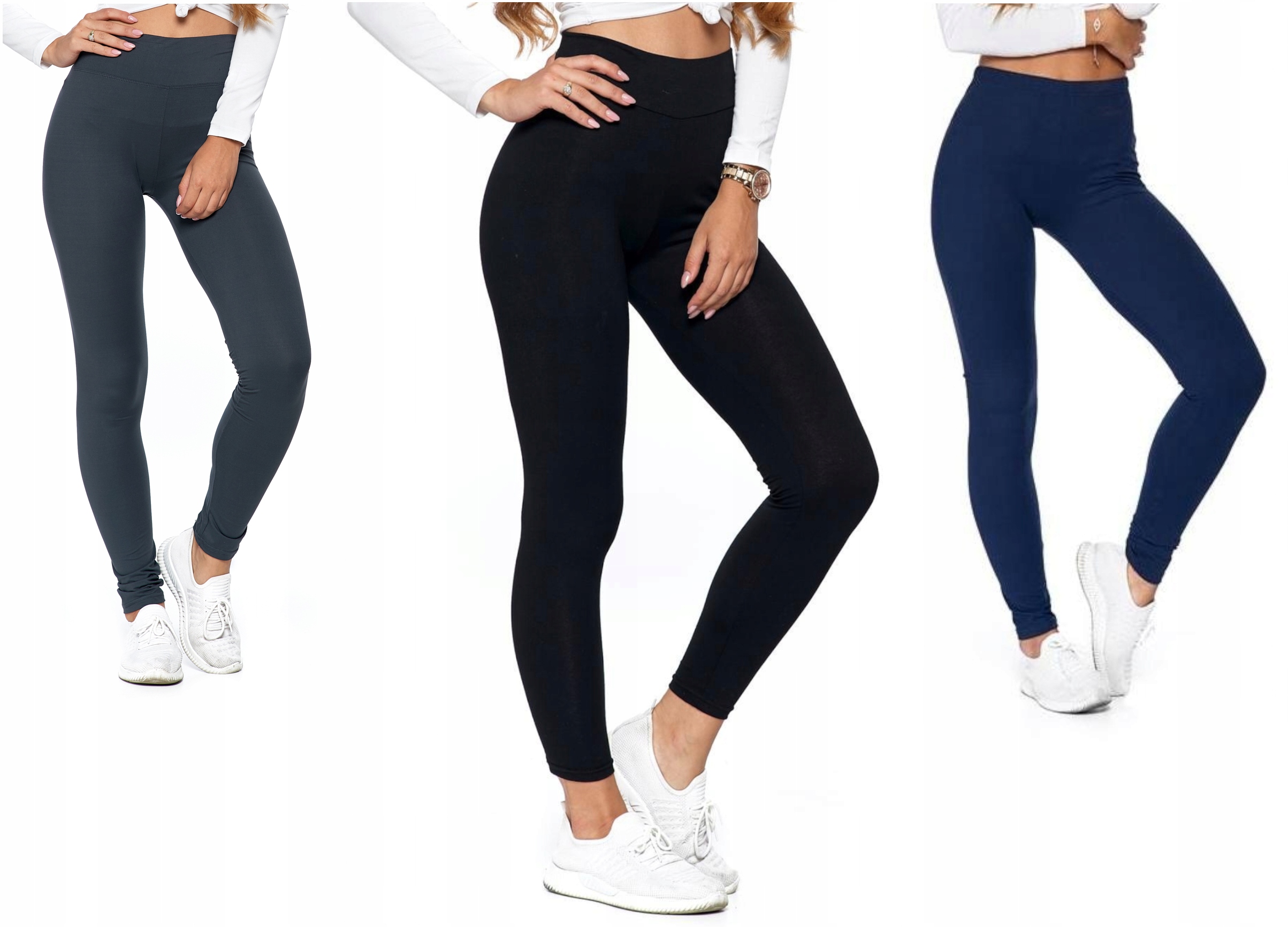 

3X Legginsy z Wysokim Stanem Kryjące Moraj S/m