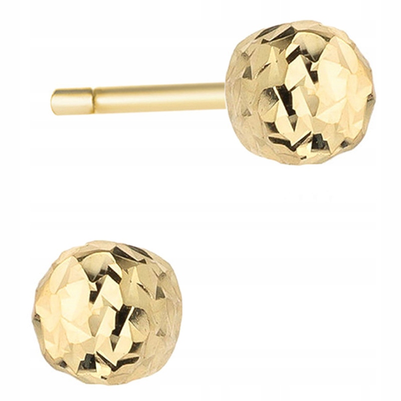 

Piękne Złote Kolczyki 585 Diamentowane Kulki 5mm